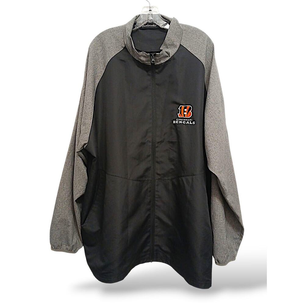 Cincinnati Bengals Windbreaker 3XL Black Gray Full Zip Jacket Hurricane DUNLAP